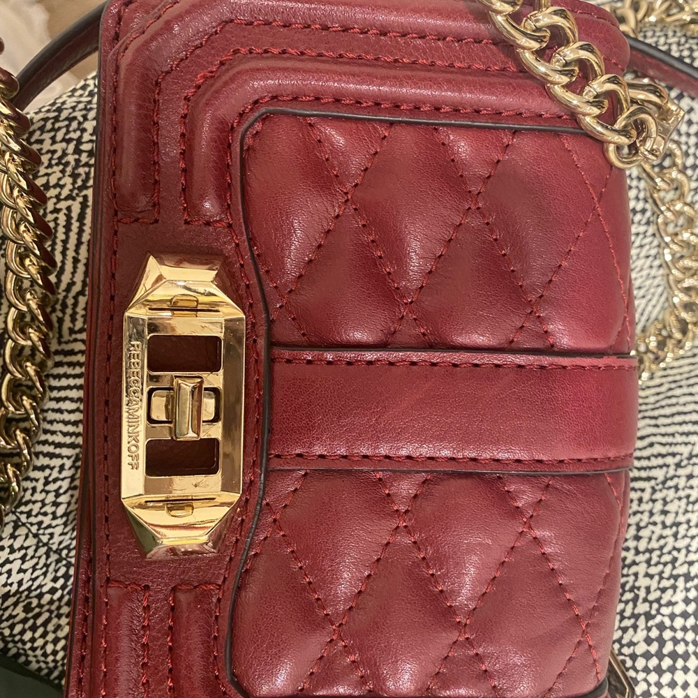 Rebecca Minkoff Gold Red Quilted Crossbody Bag